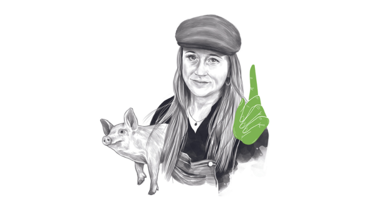 Sophie von Maltzahn mit Ferkel