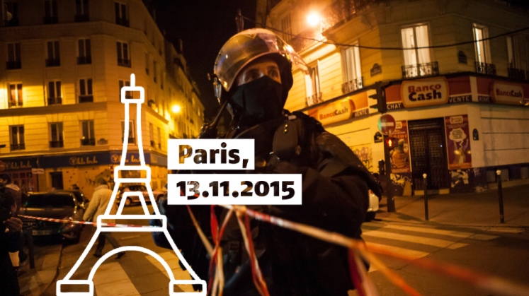 Ein französischer Polizist in Paris am 13. November 2015