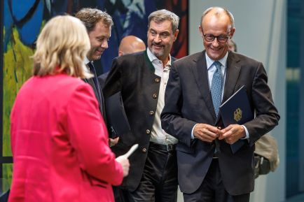 Bärbel Bas, Lars Klingbeil, Markus Söder und Friedrich Merz