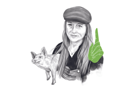 Sophie von Maltzahn mit Ferkel