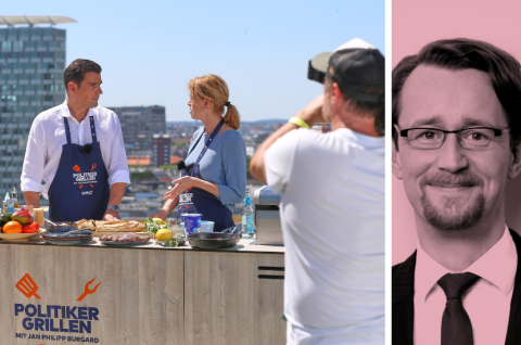 Karin Prien beim „Politiker-Grillen“ mit „Welt-TV“- Moderator Jan Philipp Burgard